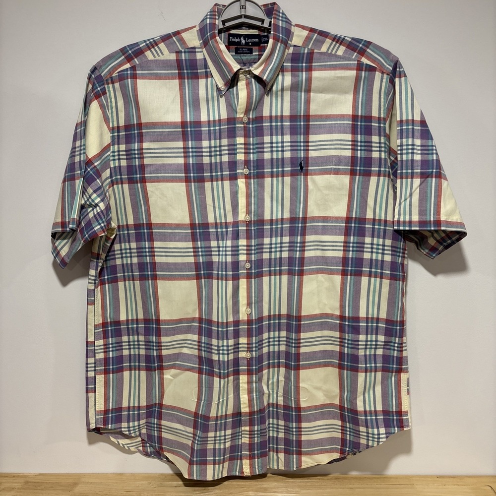 Ralph Lauren Shirt Mens Size XL Blaire Short Sleeve Button Down Vintage 90s READ